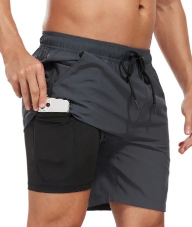 Versatile men's swimwear: quick-dry, stretch fabric, & phone pocket for active summer adventures.
