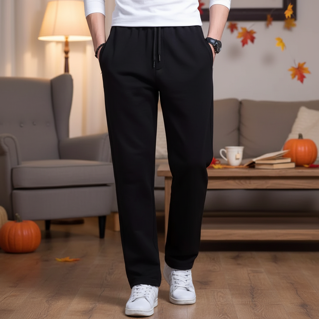 Men's relaxed fit cotton blend joggers in grey, perfect for comfortable loungewear.