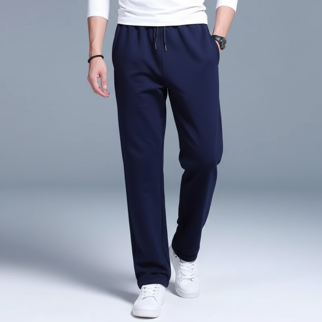 Men's relaxed fit joggers featuring an elastic waistband and drawstring for adjustability.