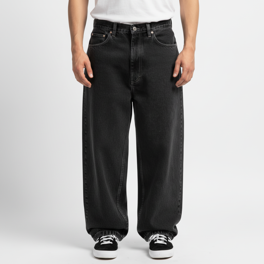 Samuel men's urban style loose fit jeans, light blue denim, showcasing a modern relaxed look