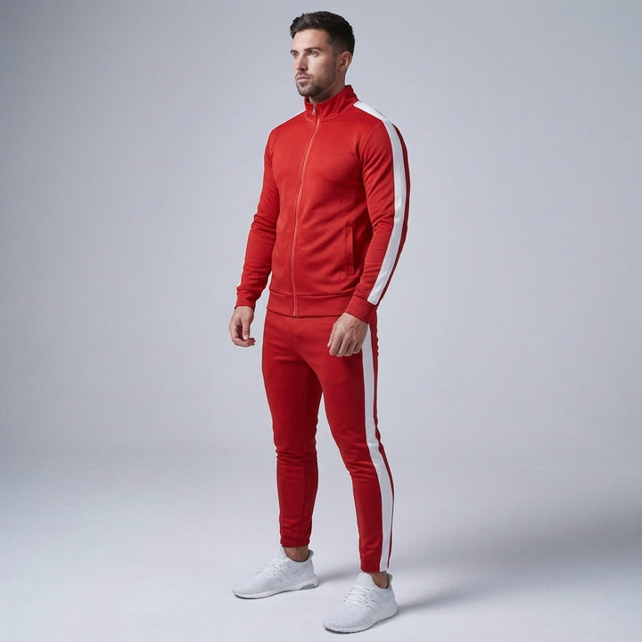 Men's retro tracksuit, two-piece Austin style. Polyester activewear set for training & loungewear.