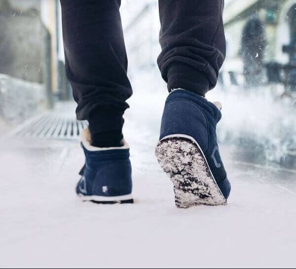 Close-up of Ruben men's warm lined winter shoes, showcasing the rugged sole & quality stitching.
