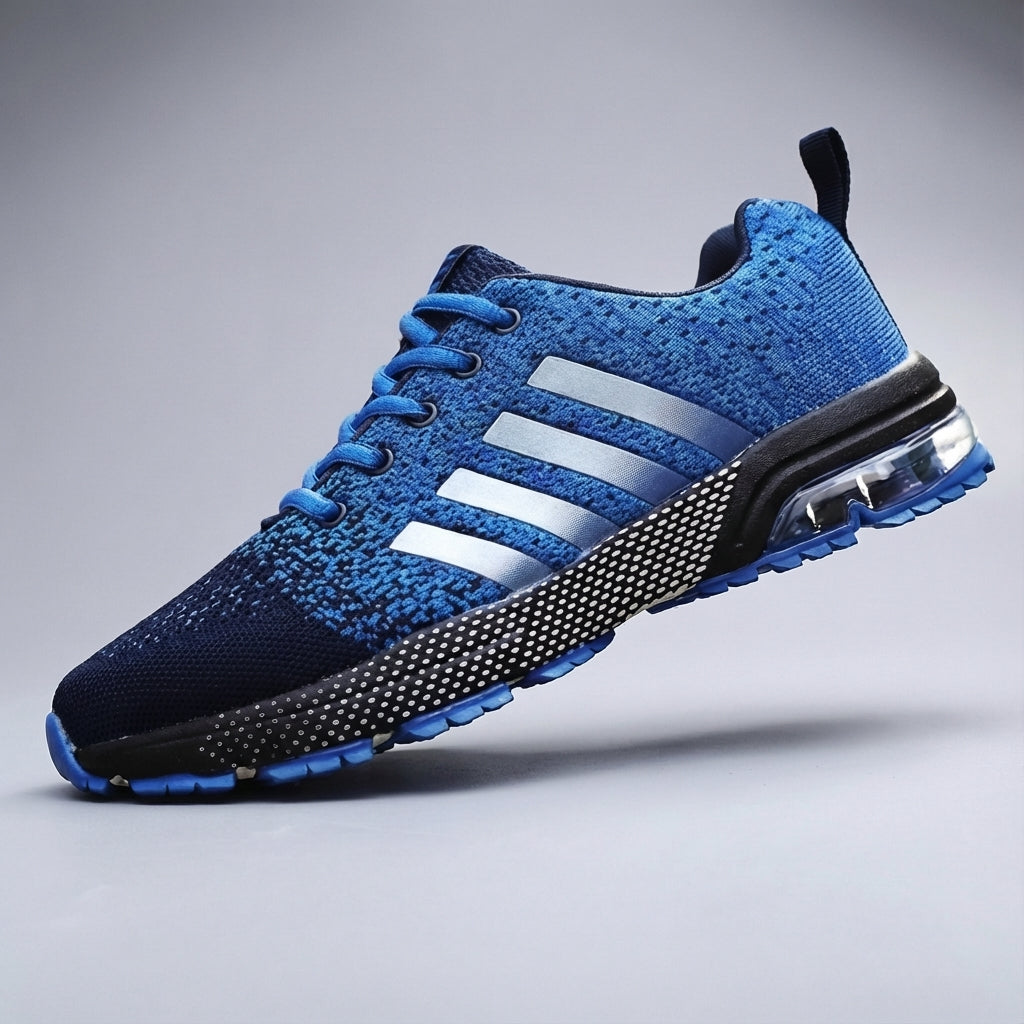 Men's Rudy running shoes in red and black, engineered for breathability and athletic performance