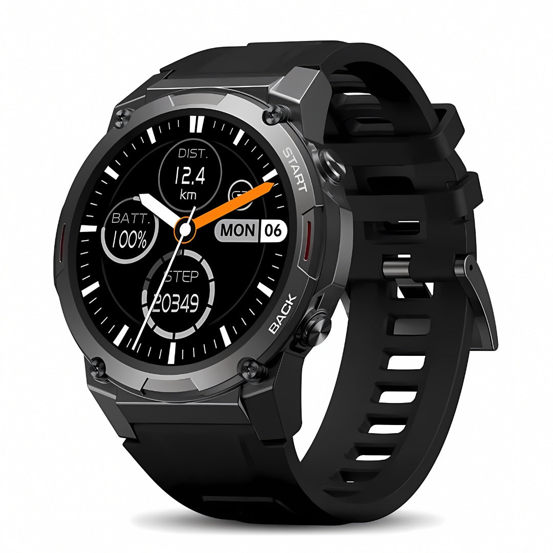 Men's rugged outdoor smartwatch, durable & waterproof for adventures.