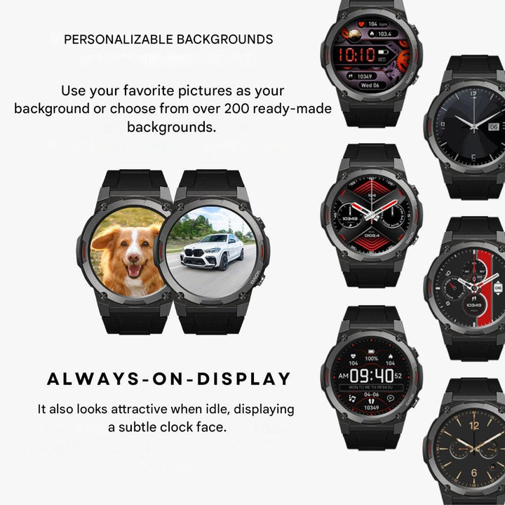 Sleek yet rugged men's outdoor smartwatch, durable with smart notifications.
