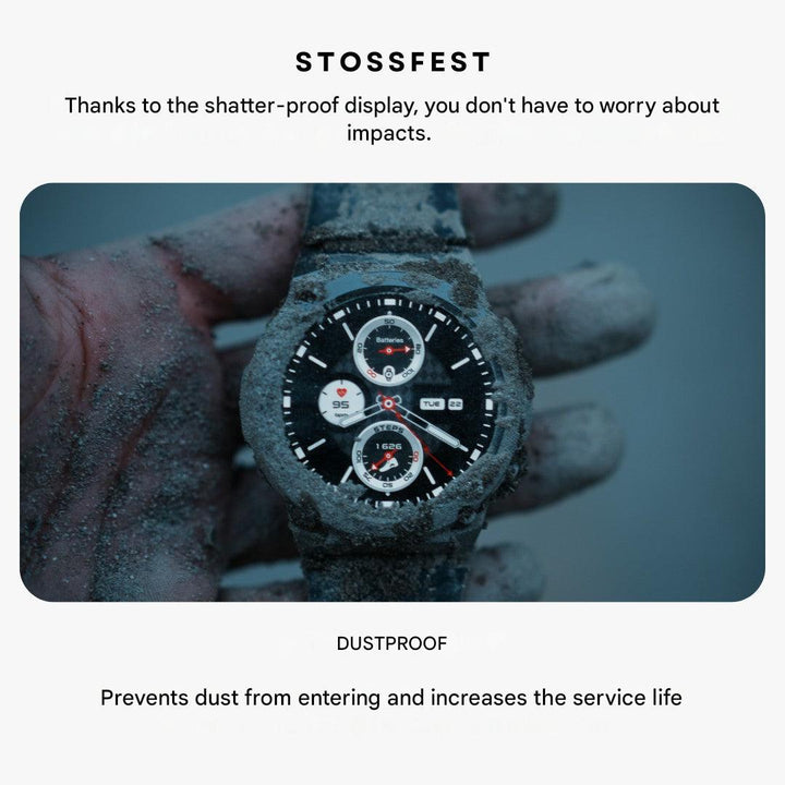 Full-featured men's rugged outdoor smartwatch for fitness, health & adventure.