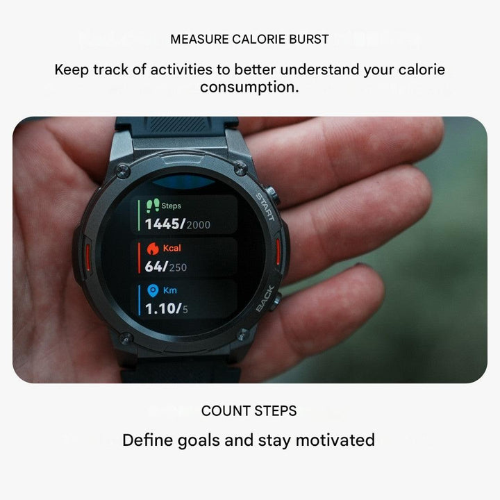 Adventure-ready men's outdoor smartwatch, rugged, waterproof & health monitoring.