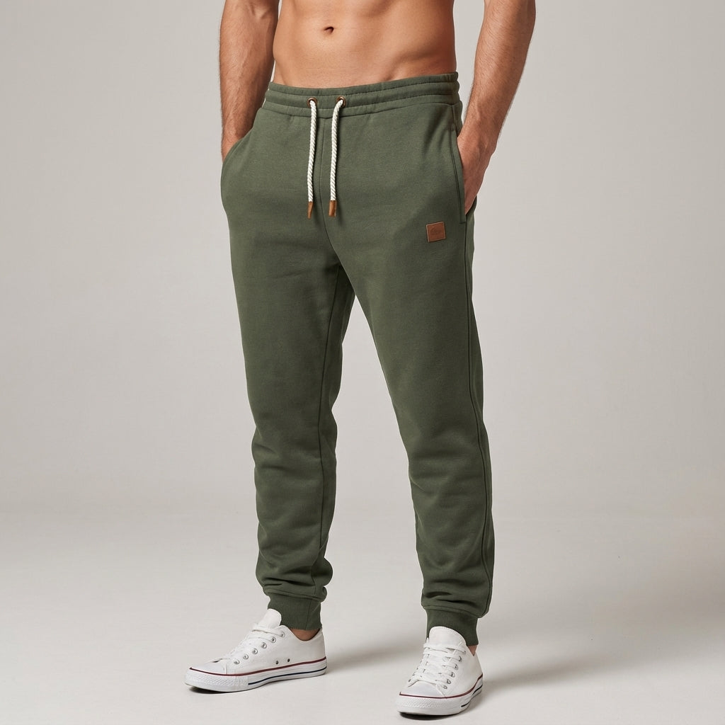 Modern men's activewear: slim fit performance joggers with drawstring elastic waist for comfort