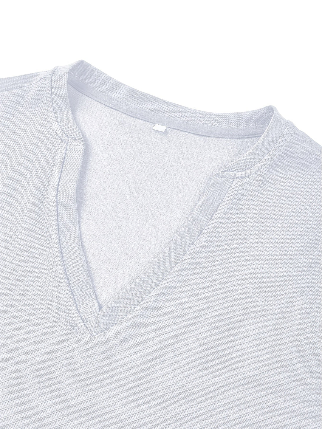 Men's apparel: deep V-neck t-shirt with distinctive textured knit, summer essential