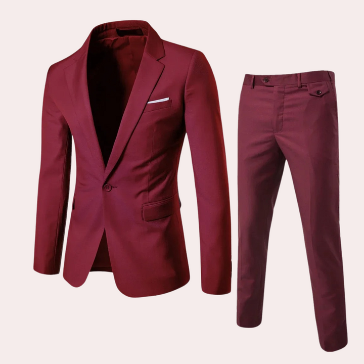Men's slim fit suit set, a sophisticated blazer & trousers for formal occasions, weddings, and business attire.