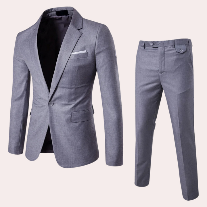 Sophisticated men's slim fit suit, a modern two-piece for formal occasions, weddings, and professional business wear.