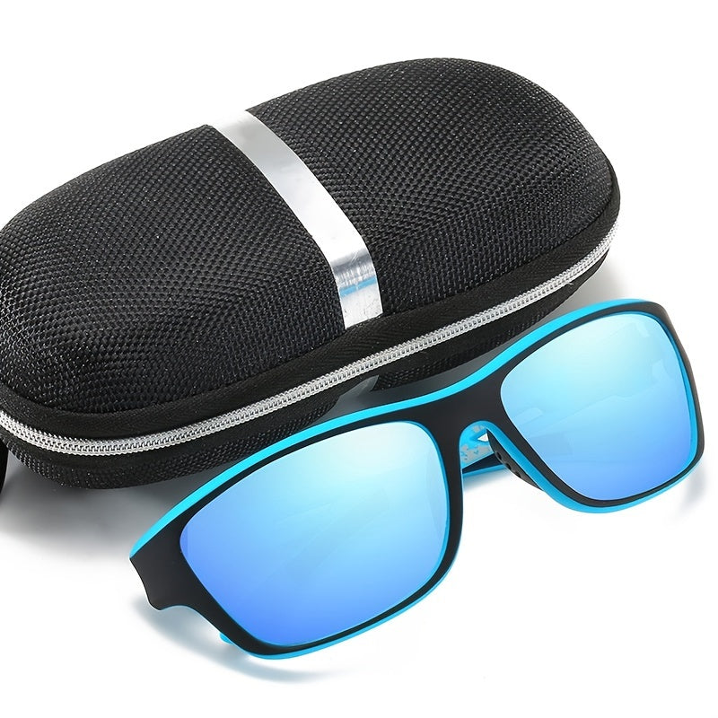 Durable men's cycling sunglasses with polarized UV400 lenses for clear vision outdoors.