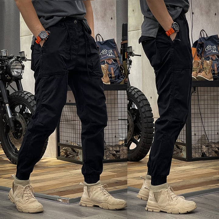 Versatile men's stretch cargo pants, ideal for outdoor activities, hiking, travel, and everyday casual comfort.