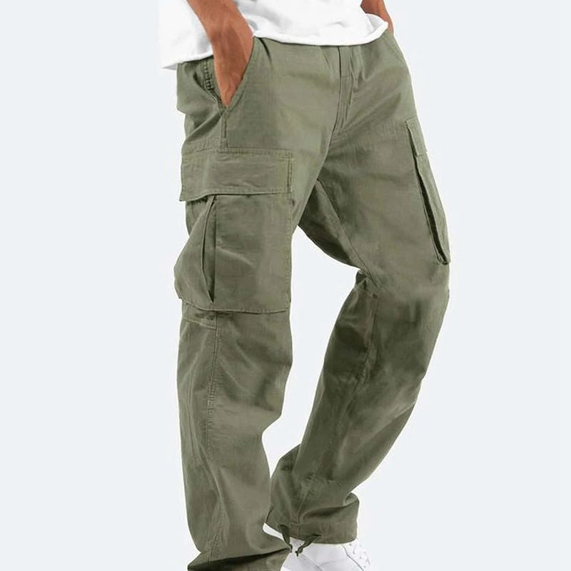 Multi-pocket men's stretch cargo pants, regular fit. Flexible & comfortable for casual wear, work, or outdoor adventures.