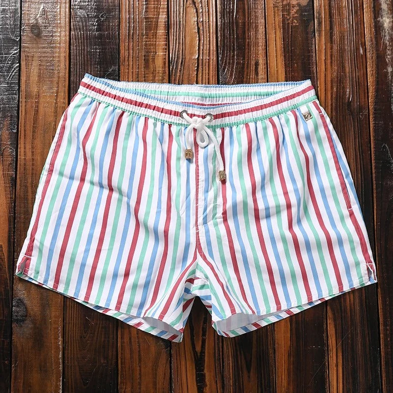 Matteo men's striped casual summer shorts, elastic waist for a relaxed fit.
