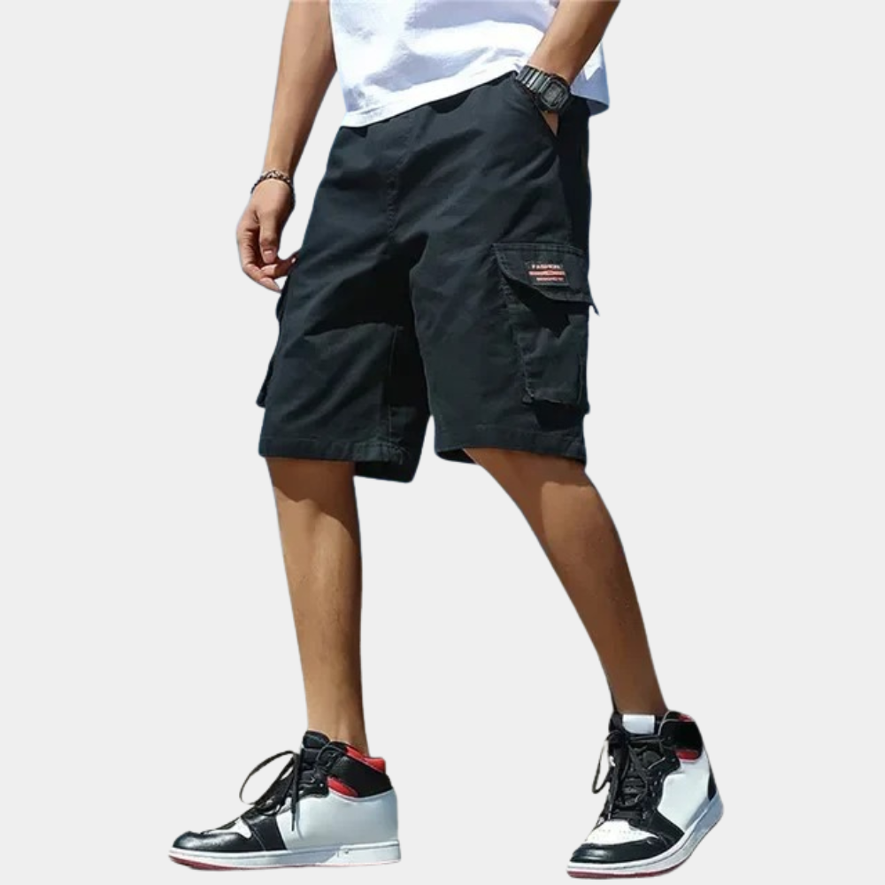 Comfortable men's trendy cargo shorts, great for summer outdoor adventures & everyday casual style.