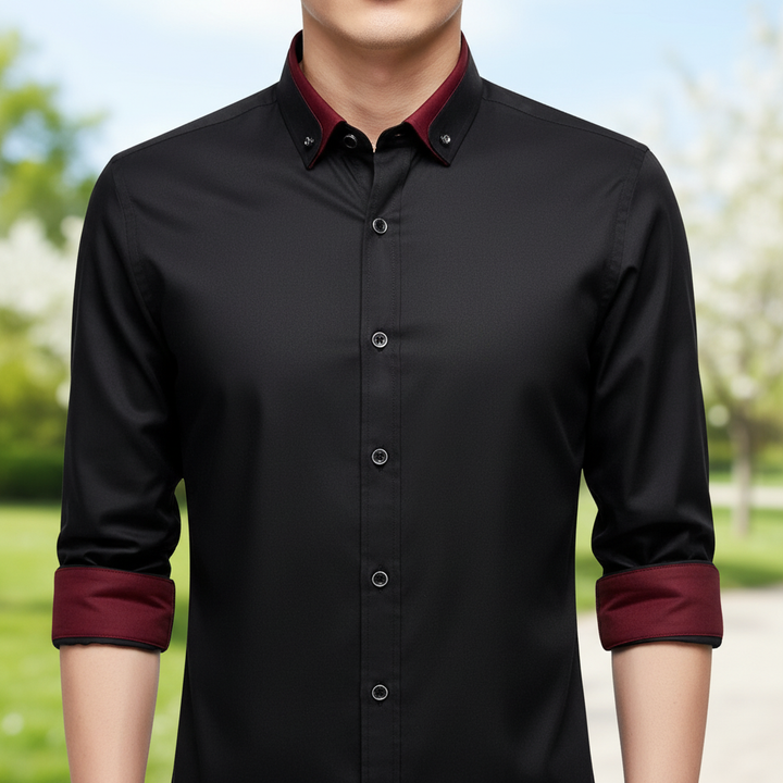 Men's stylish cotton long sleeve button-down collar shirt for casual wear