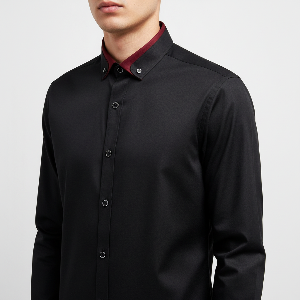 Menswear long sleeve shirt, Simon model, with a comfortable button-down collar