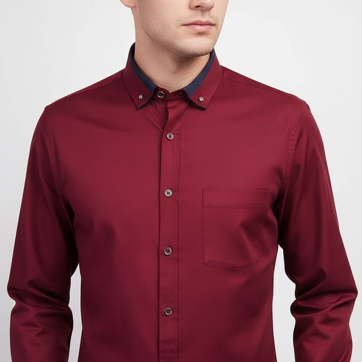 Stylish men's elastic long sleeve button-down shirt suitable for formal occasions