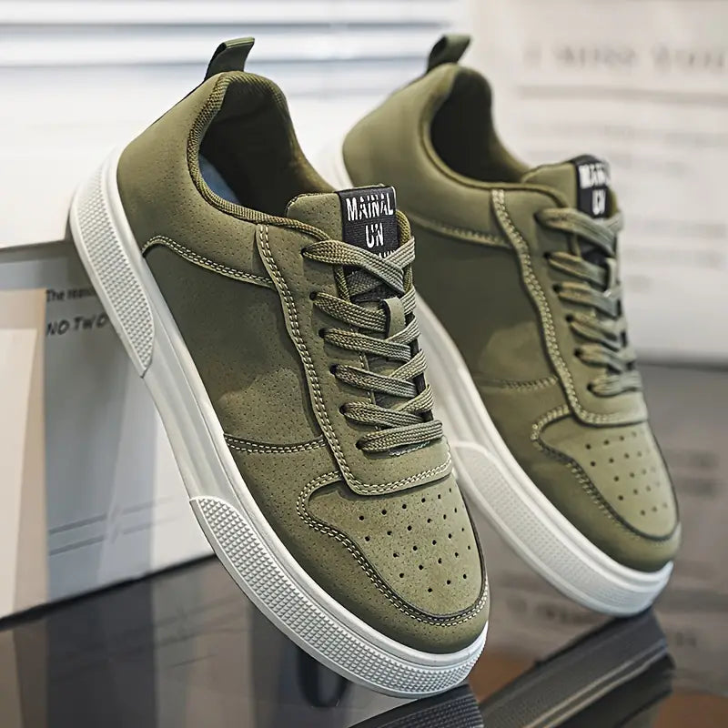 Front view: Men's casual grey suede hiking shoes, ready for any outdoor adventure or daily wear.