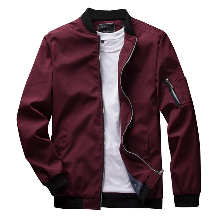 Modern men's short bomber jacket, lightweight with stand-collar, perfect for stylish summer layering.
