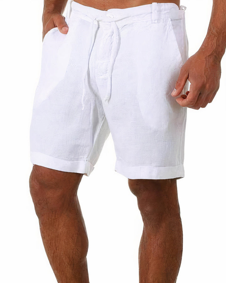 Comfortable men's summer shorts for beachwear or casual warm-weather style. Relaxed linen fabric.