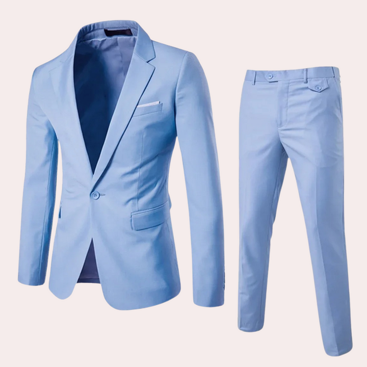 Sharp men's slim fit suit for a modern, stylish look. Perfect for business attire & special occasions, comfortable.