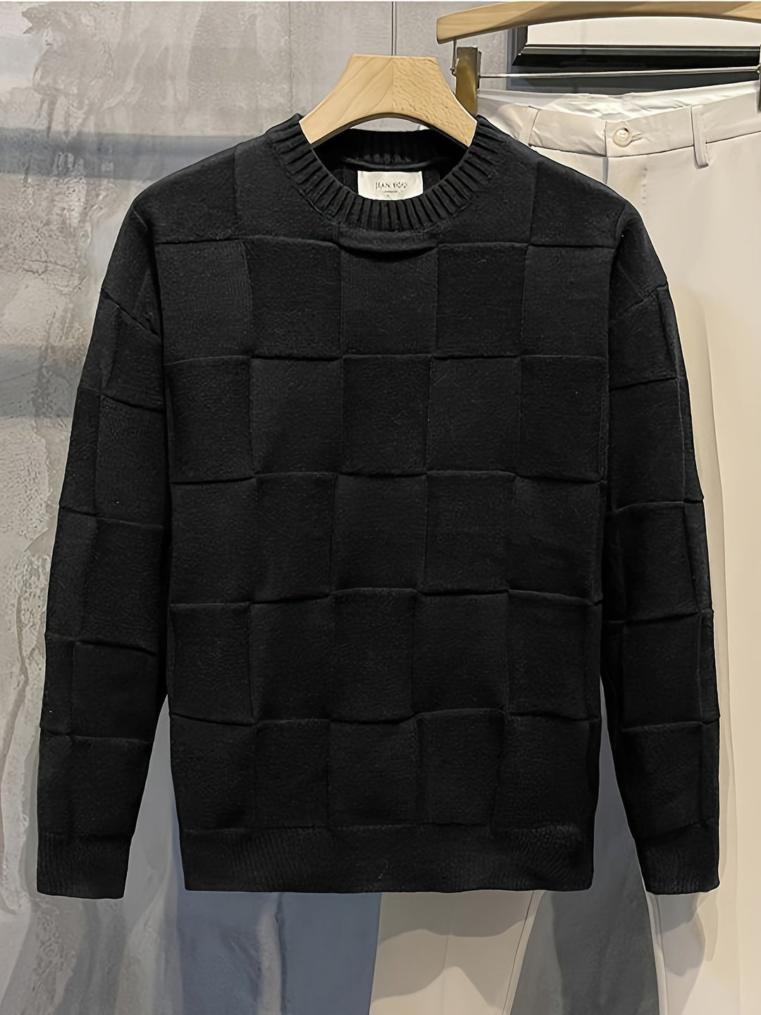 Cozy men's stretch crew neck sweater. Ideal for fall & winter fashion, offering a stylish & versatile look.