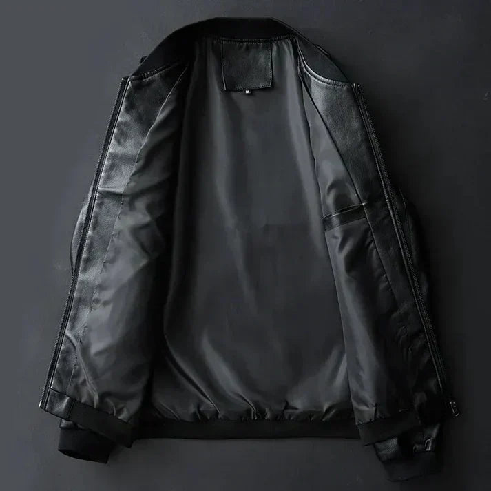 Classic Tarek men's faux leather jacket. Stylish, lightweight outerwear offering comfort & a tailored fit for any occasion.