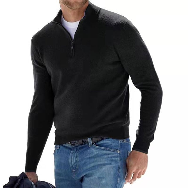 Comfortable men's knit V-neck pullover sweater. Ideal for everyday casual style, office, or spring/fall layering.