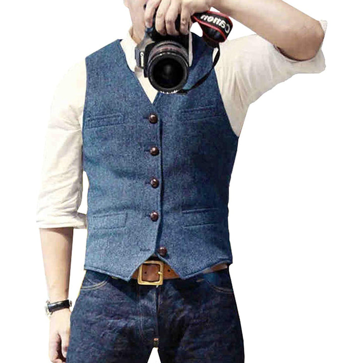 Men's stylish wool blend gilet vest, perfect for smart casual layering and a polished look.