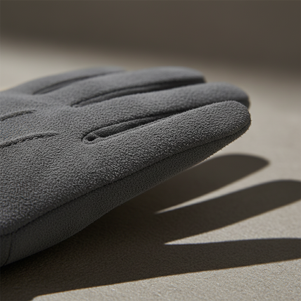 Fashionable men's black suede winter gloves, windproof and wool-lined, a stylish cold weather accessory.