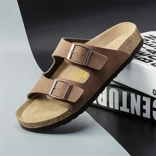 Airy men's leather summer sandals with adjustable straps, providing ultimate comfort for warm weather footwear.