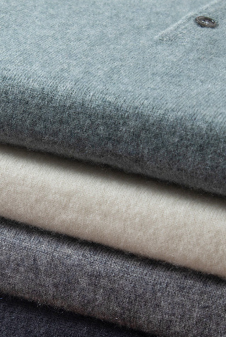 Renzo men's tailored polo shirt. Elegant cashmere-merino top for comfort. Classic, stylish & versatile menswear.