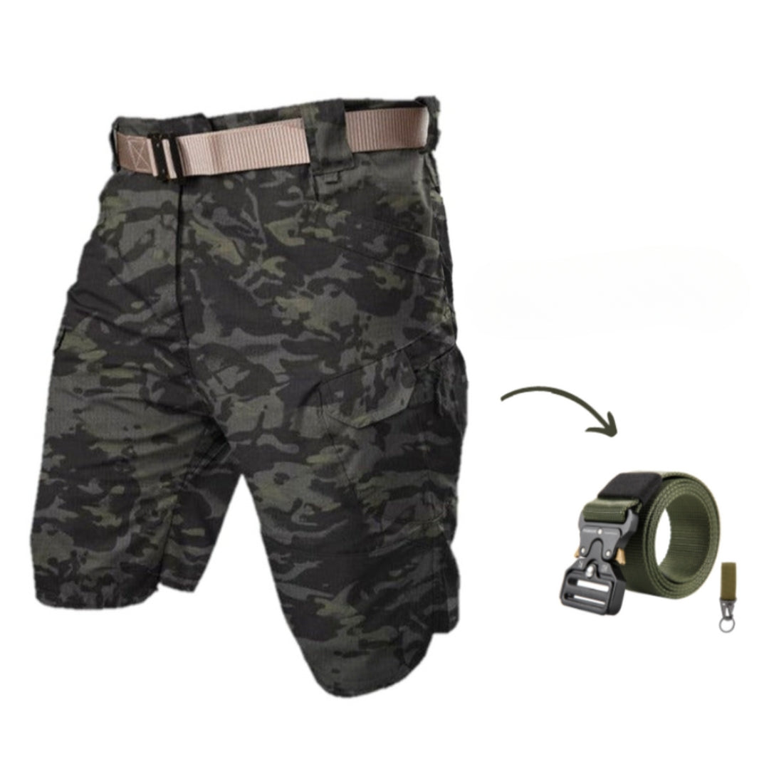 Men's Taro cargo shorts. Features 7 spacious pockets and a free, included adjustable belt for convenience.