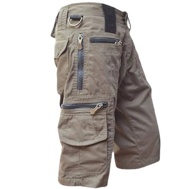 TrailTrek men's hiking cargo shorts. Durable, quick-dry adventure gear with ample pockets for outdoor trails.