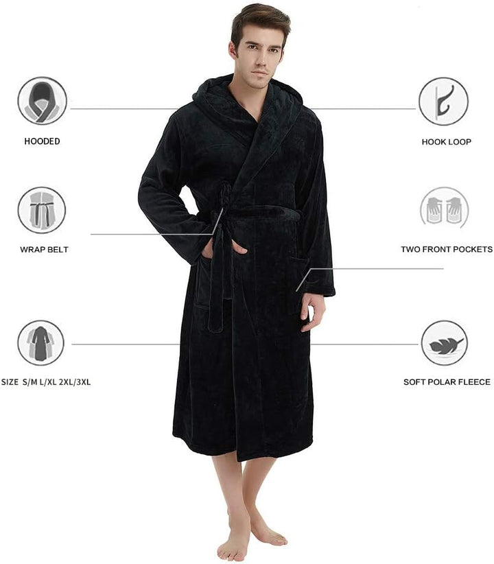 Elegant brown men's hooded robe, offering luxury and warmth.