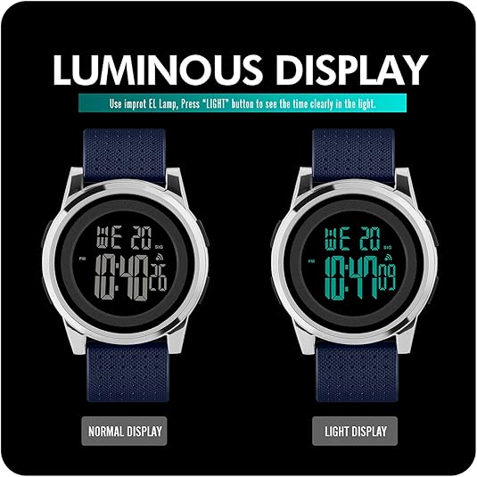 Packaging of men's ultra-thin waterproof digital sports watch, ready for gifting or retail display.