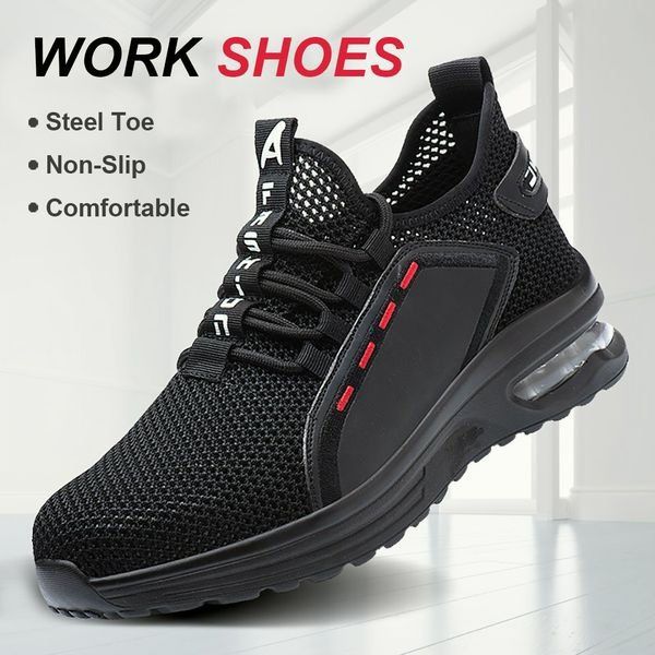 Lightweight men's steel toe safety shoes for construction, industrial work & protection.