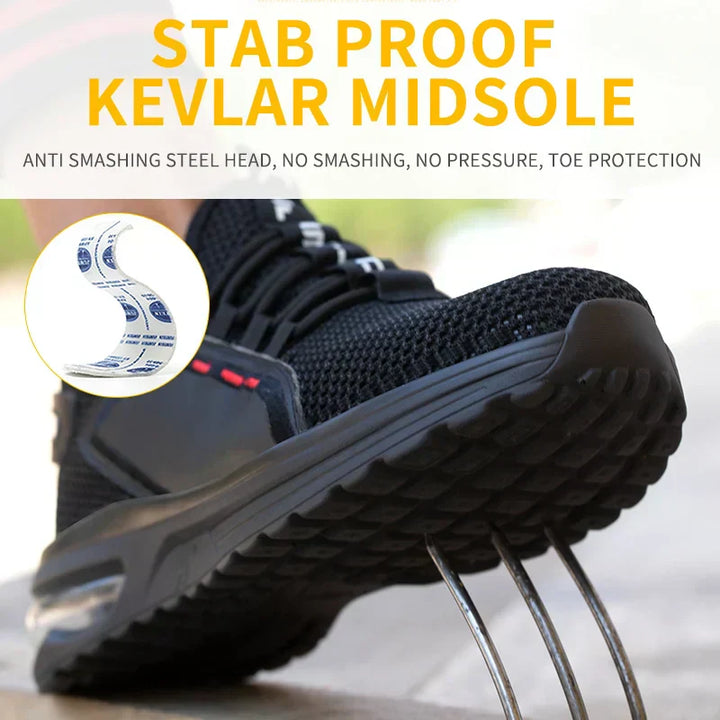 Men's ultralight steel toe work shoes. Comfortable, durable & puncture resistant for safety.