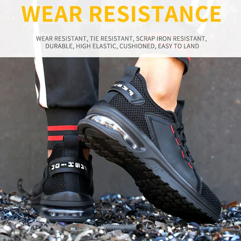 Protective men's footwear: ultralight design with steel toe for safety, comfort & durability.
