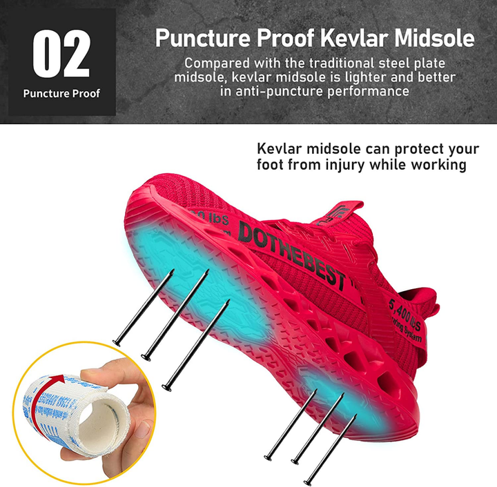 Durable men's safety shoes with steel toe, non-slip sole, and breathable design for work environments.
