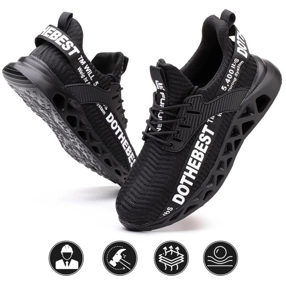 High-performance men's ultralight steel toe safety footwear, non-slip and breathable for all-day comfort.