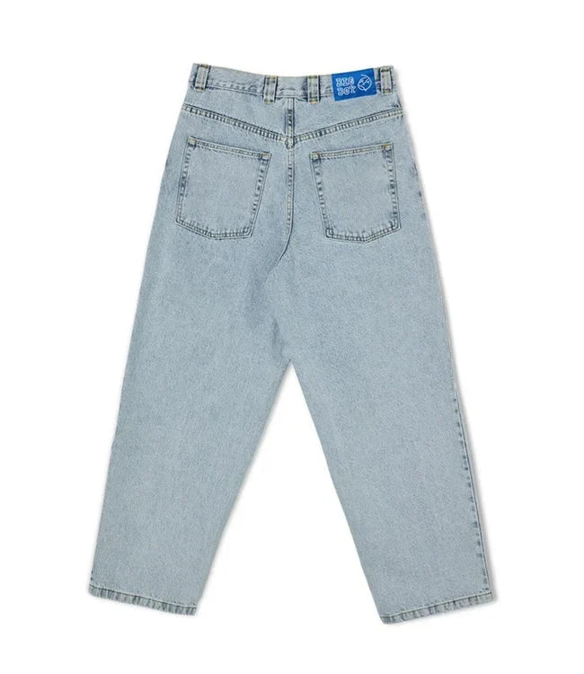 Comfortable men's baggy streetwear jeans, relaxed loose fit for urban casual style and freedom of movement.