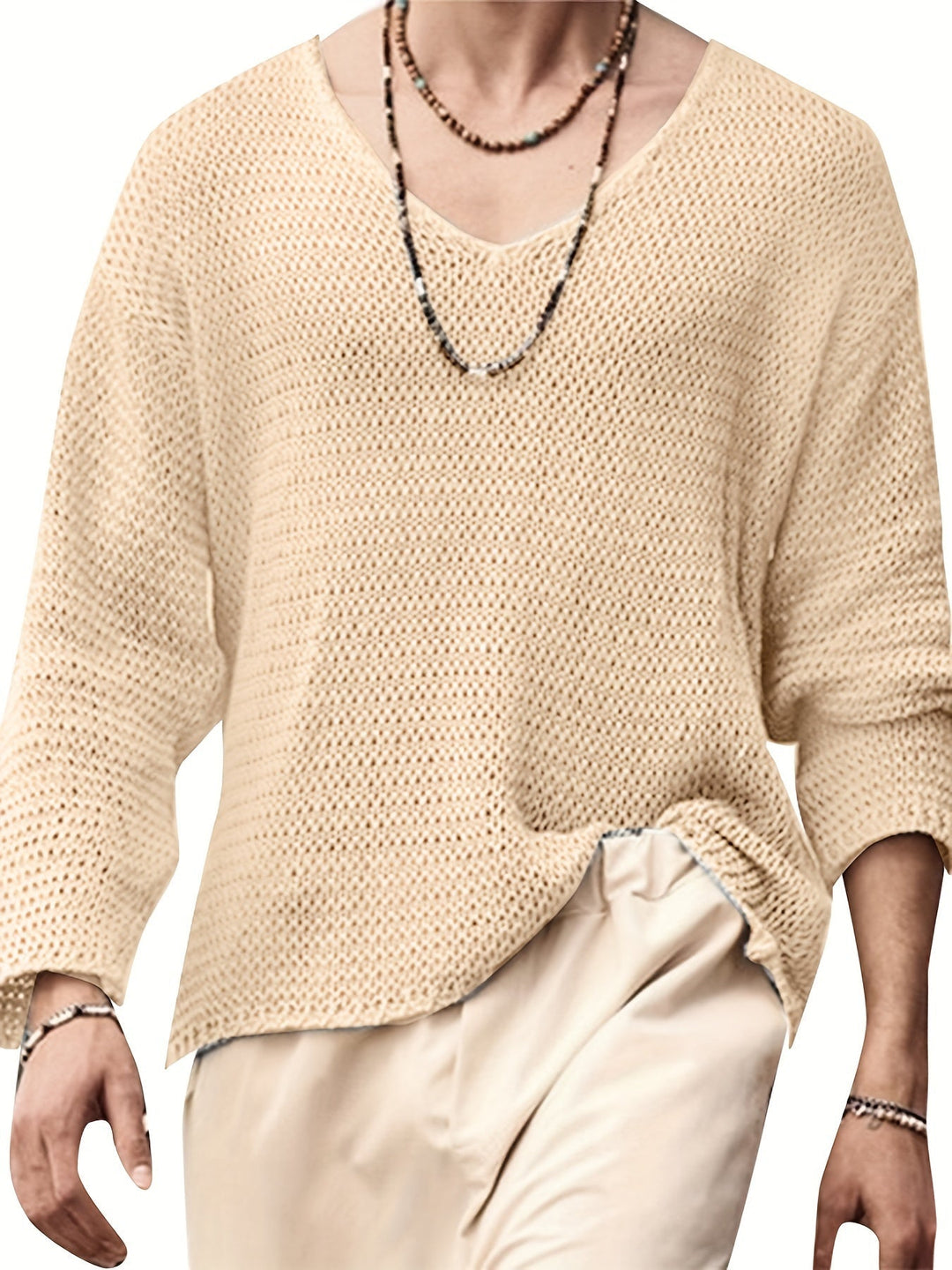 Comfortable men's apparel: Eliott knitted long sleeve V-neck top, perfect for everyday fashion.