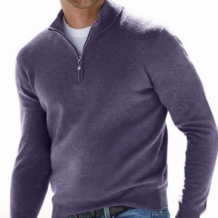 Merino wool v-neck zip sweater, Leonard brand, men's clothing