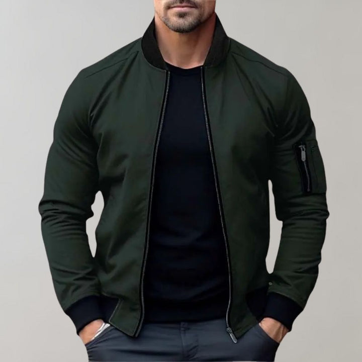 Stylish & versatile men's bomber jacket, great for spring, autumn, or light winter casual wear.