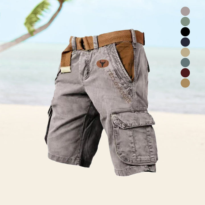 Multi-pocket men's cargo shorts, offering ample utility & storage for outdoor adventures.