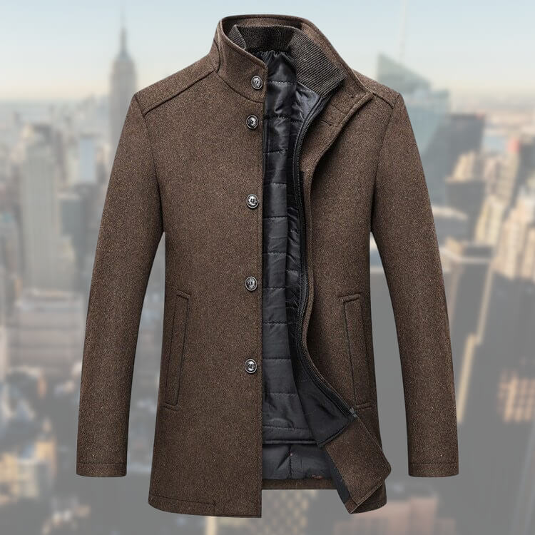 Warm men's winter jacket with detachable vest, perfect for cold weather. Stylish multi-season outerwear.