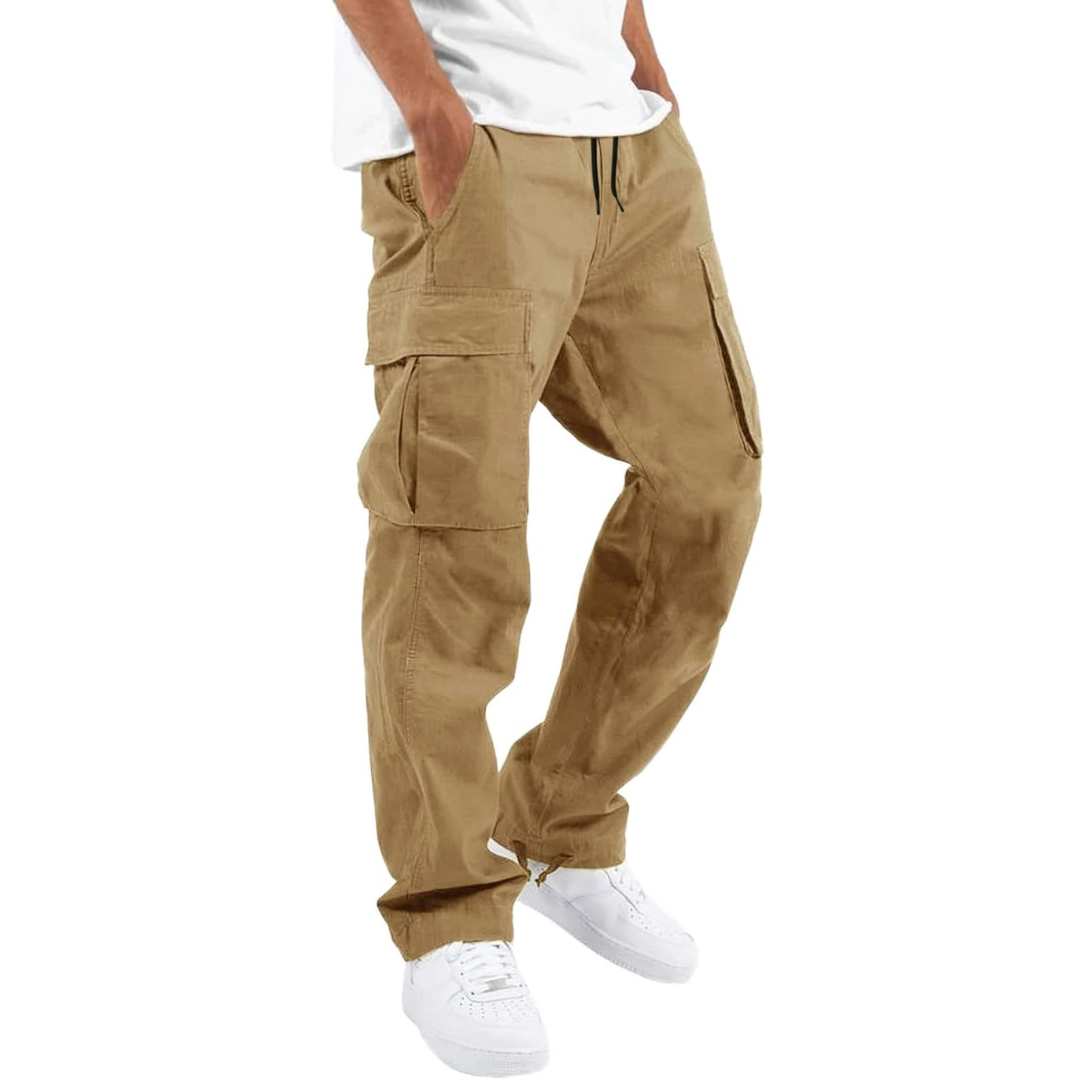 Lifestyle shot of Vincent men's casual cotton cargo joggers, perfect for everyday wear.